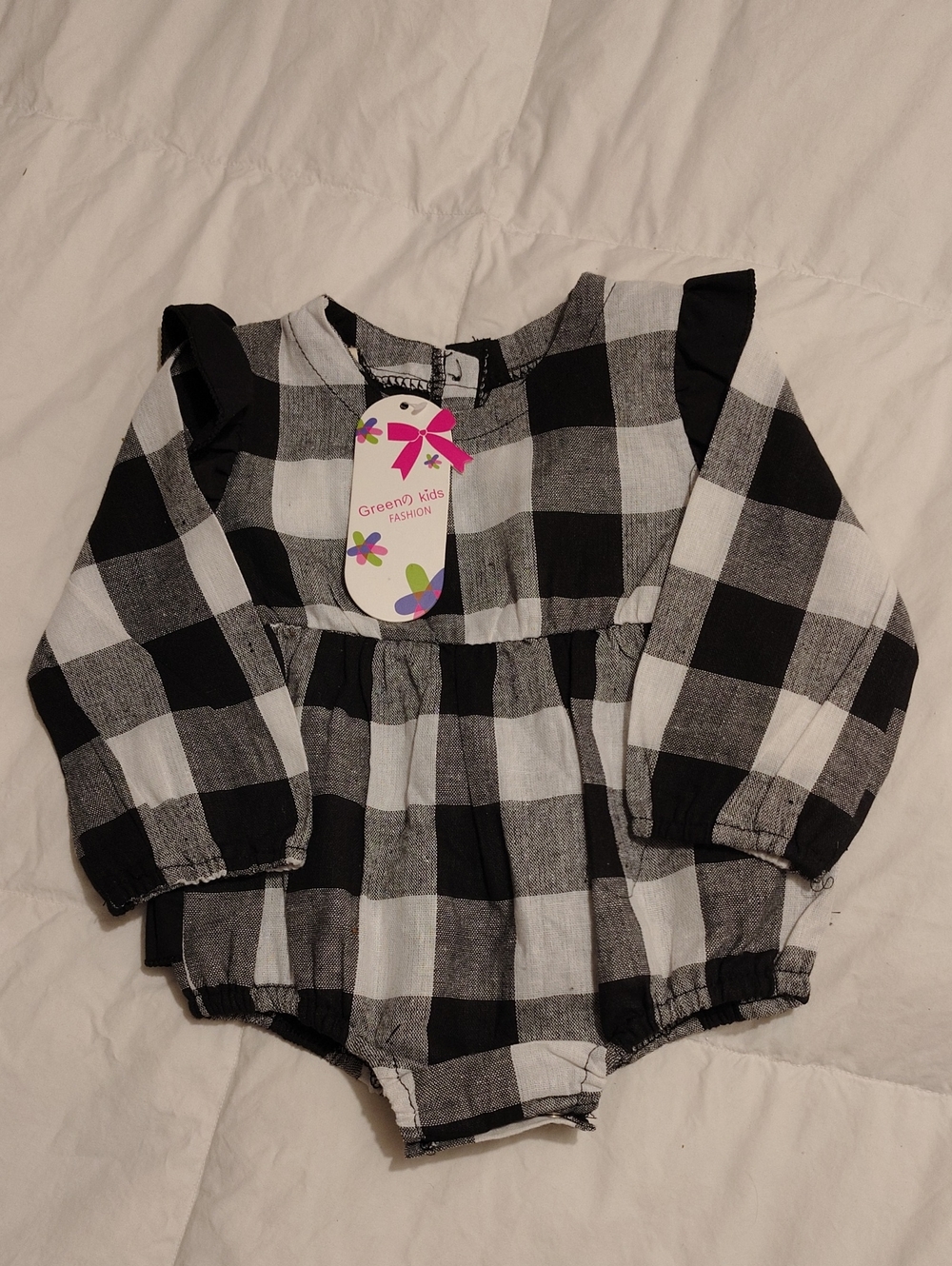 Black & White Plaid One-Piece Romper